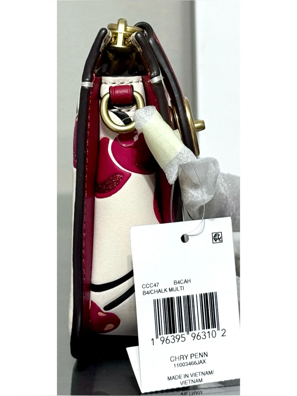 COACH Penn Cherry Print Leather Shoulder Bag